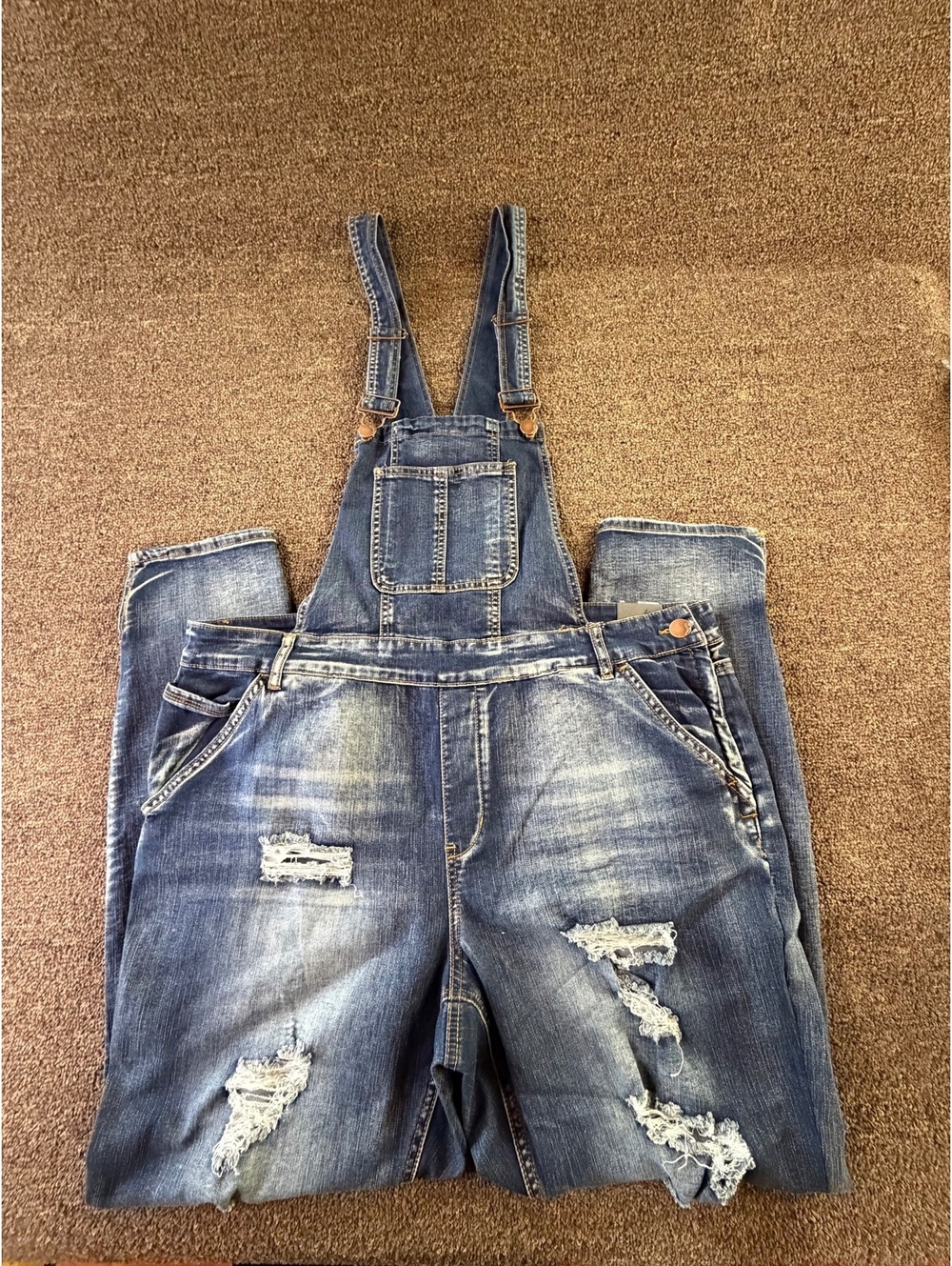 Dollhouse Size 20 Distressed Denim Overalls Jeans NWT